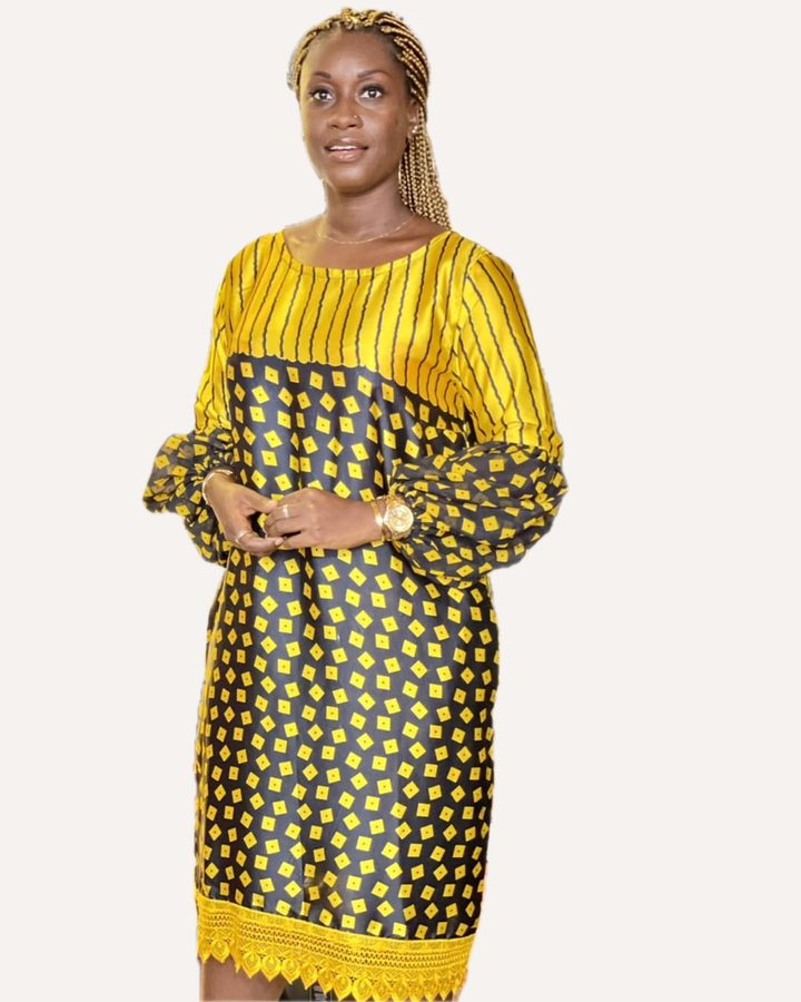 Robe wax jaune à losanges